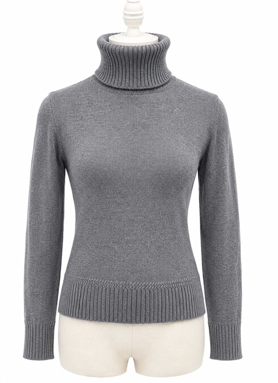 Officine Generale 2-ply gray cashmere turtleneck sweater Medium Portugal